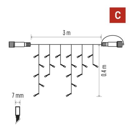 Guirlande lumineuse LED d'extérieur 50xLED/3x0,4m IP44 blanc froid
