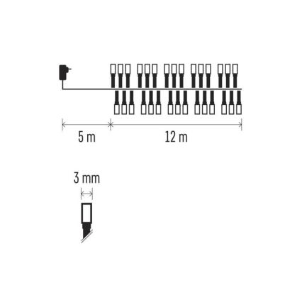 Guirlande lumineuse LED d'extérieur 600 LED / 17 m, IP44, multicolore