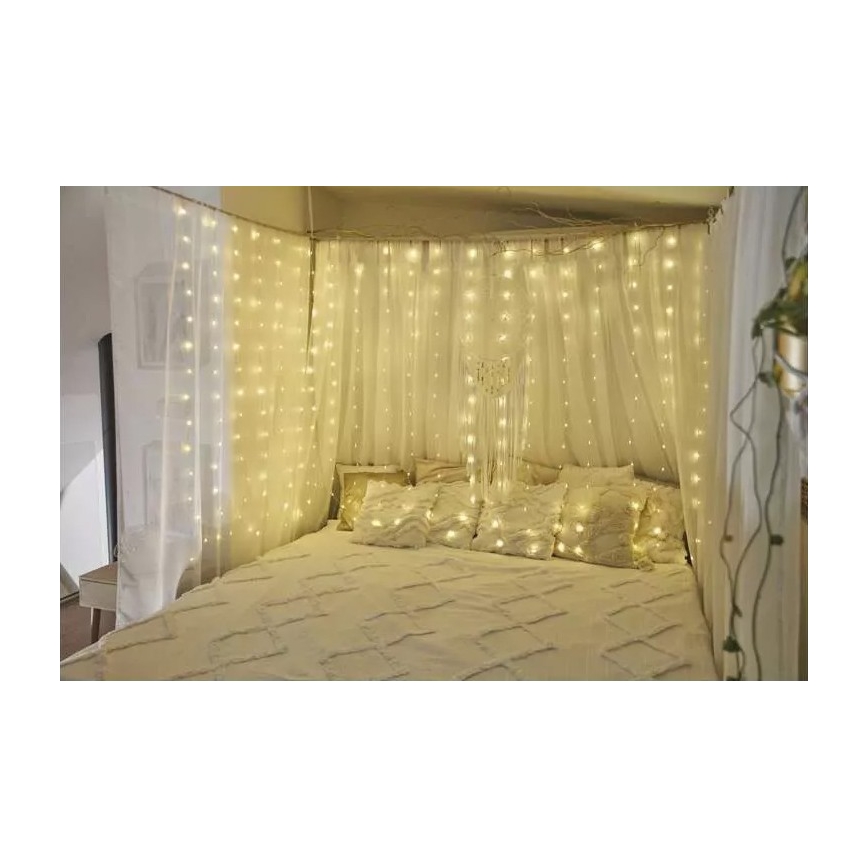 Guirlande lumineuse LED d'extérieur pour Noël — 300 LED, 8 fonctions, 5,9 m, IP44, blanc chaud