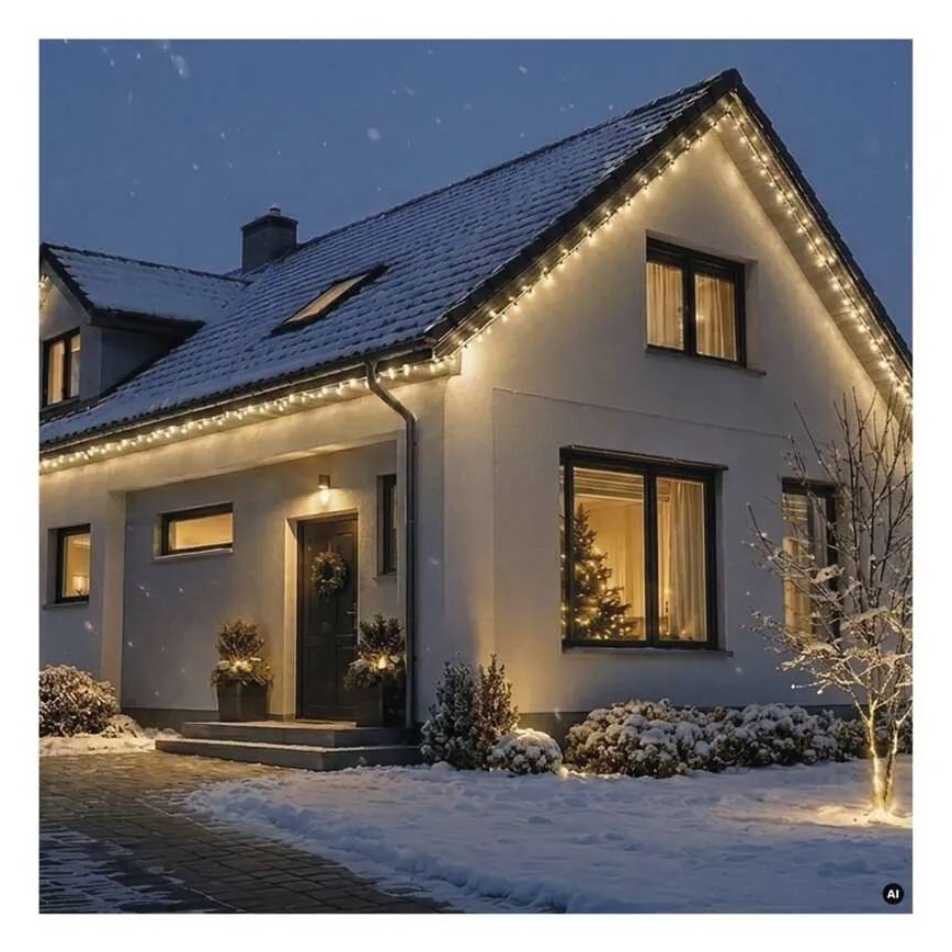 Guirlande raccordable 50xLED/5m IP44 blanc chaud blanc