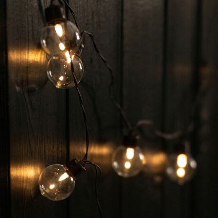 Guirlande solaire décorative 20 LED / 8 modes, 500 mAh, 7,6 m, IP67, blanc chaud