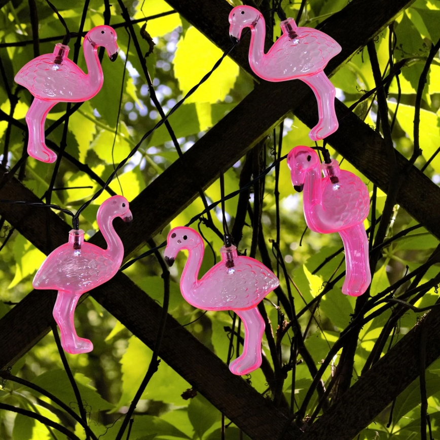 Guirlande solaire décorative LED 10xLED 3,8 IP44 flamant rose