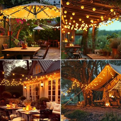 Guirlande solaire décorative LED 30xLED/8 fonctions 500 mAh 6,5 m IP67 blanc chaud