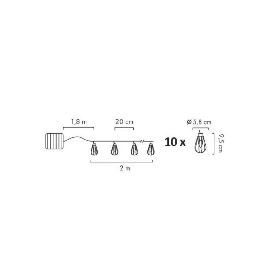 Guirlande solaire extérieure 10xLED/1xAAA 3,8 m IP44