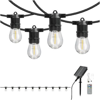 Guirlande décorative solaire LED dimmable STARLIGHT NEO 10x E27/3,7V 2700K IP54 1200 mAh 11,5 m + télécommande