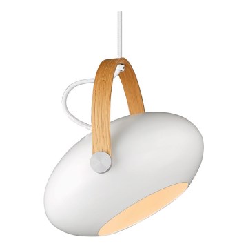 Halo Design 734337 - Pendelleuchte mit Kabelaufhängung DC 1xE27/40W/230V Ø 26 cm weiß/Eiche