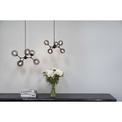 Halo Design 736553 - Pendelleuchte an Kabel ATOM 6xG9/28W/230V Ø 45 cm schwarz/rauchschwarz