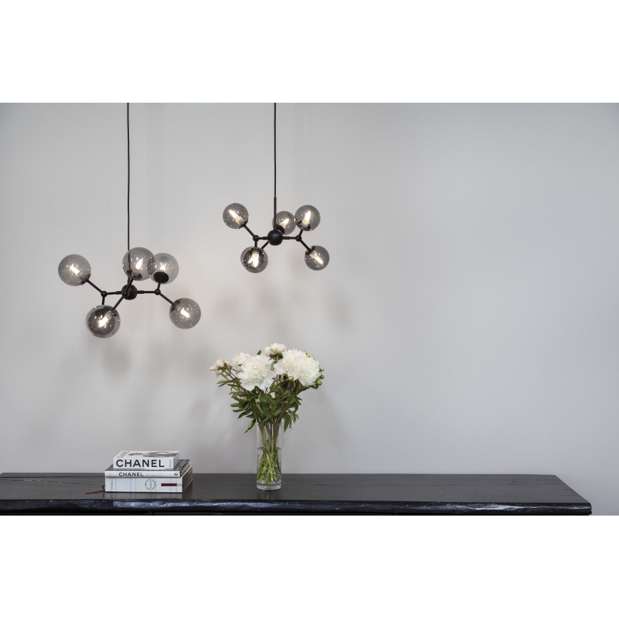 Halo Design 736553 - Suspension sur câble ATOM 6xG9/28W/230V Ø 45 cm noir/noir fumé