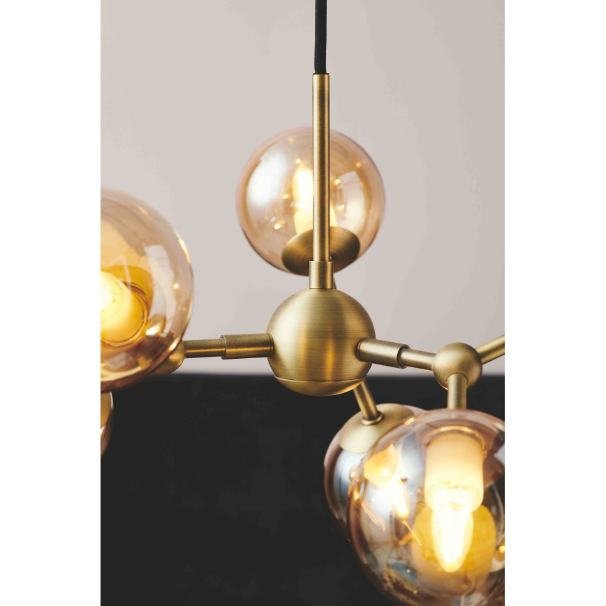 Halo Design 736560 - Hängeleuchte an Kabel ATOM 6xG9/28W/230V Ø 45 cm Messing/rauchiges Beige