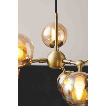 Halo Design 736560 - Suspension à câble ATOM 6xG9/28W/230V Ø 45 cm, laiton / beige fumé