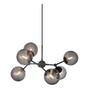 Halo Design 738823 - Lampadario sospeso su cavo ATOM 6xG9/28W/230V Ø 57 cm nero/fumé