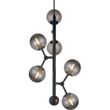 Halo Design 738854 - Lampadario a sospensione con cavo ATOM 6xG9/28W/230V Ø 30 cm nero/fumé