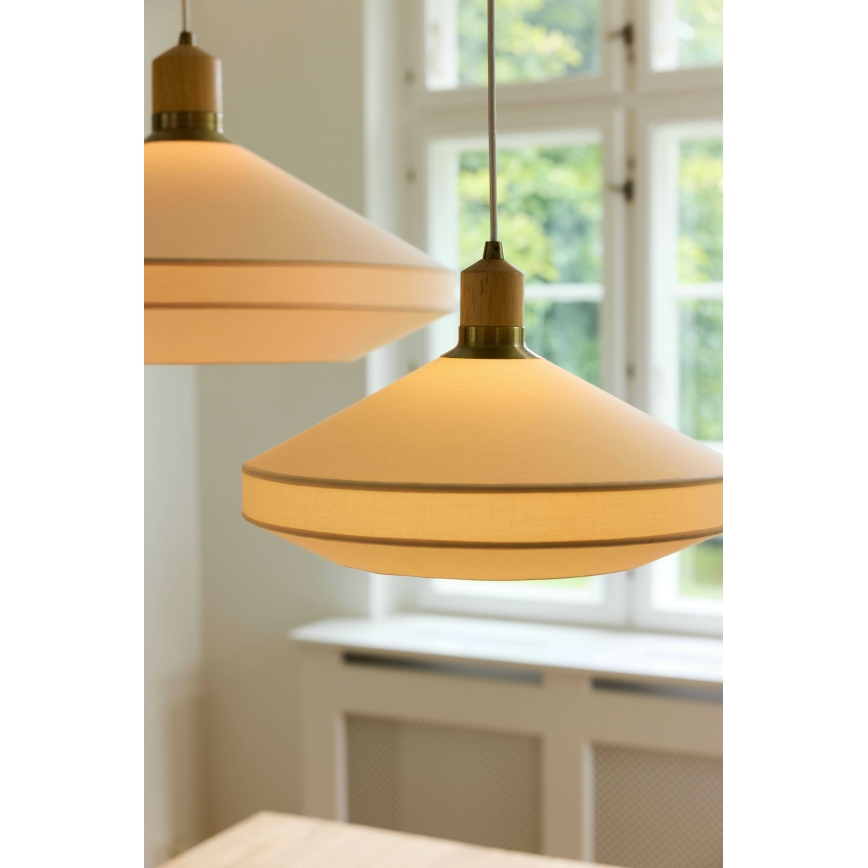 Halo Design 744091 - Pendelleuchte PARIS 1xE14/40W/230V Ø 24 cm creme/messing/eiche
