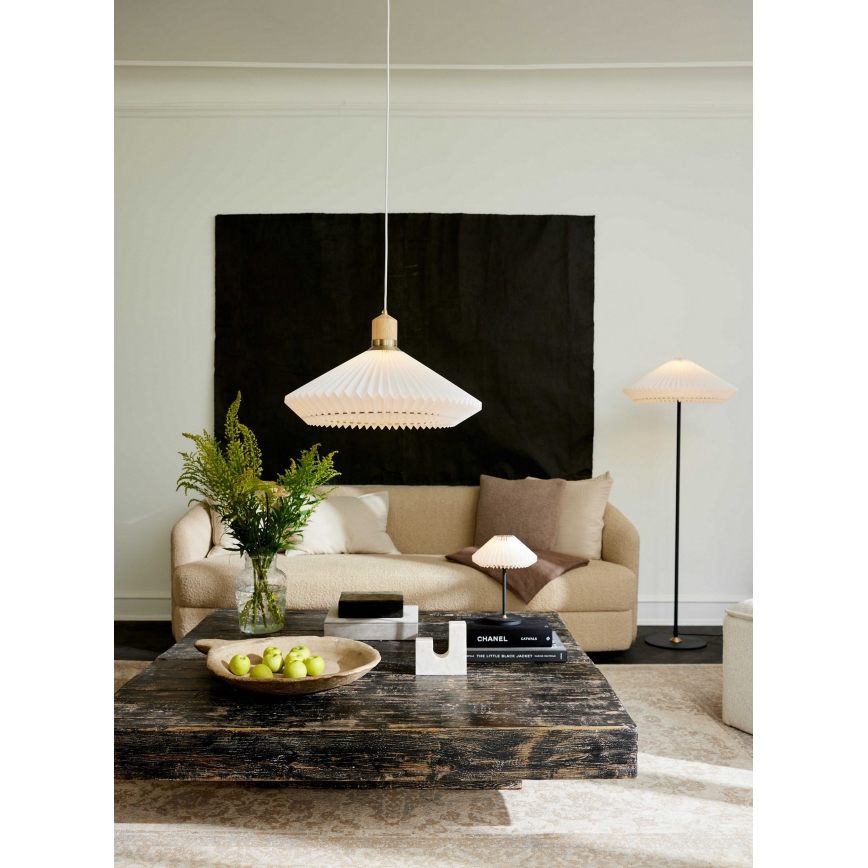 Halo Design 744268 - Lampadario a sospensione su cavo PARIS 1xE27/60W/230V Ø 56 cm bianco/ottone/rovere