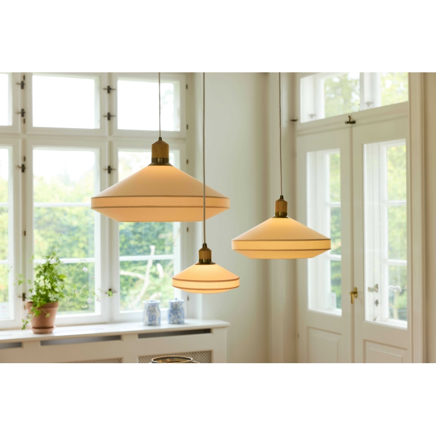 Halo Design 744305 - Suspension sur câble PARIS 1xE27/40W/230V Ø 56 cm crème/laiton/chêne
