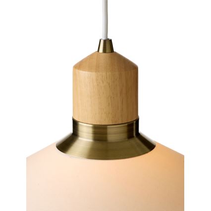 Halo Design 744305 - Suspension sur câble PARIS 1xE27/40W/230V Ø 56 cm crème/laiton/chêne