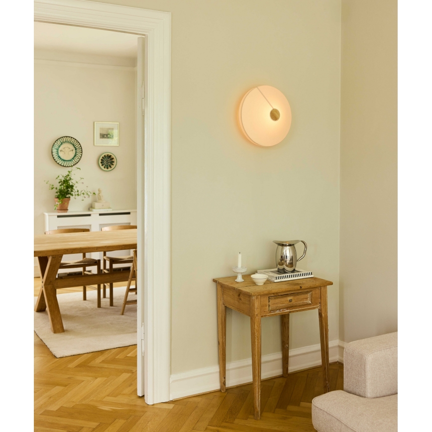 Halo Design 745104 - Applique murale PARIS 1xE27/40W/230V Ø 40 cm blanc/laiton/chêne