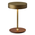 Halo Design 745784 - Wiederaufladbare, dimmbare LED-Tischlampe ON THE MOVE LED/2,5W/4000 mAh Messing/Holz