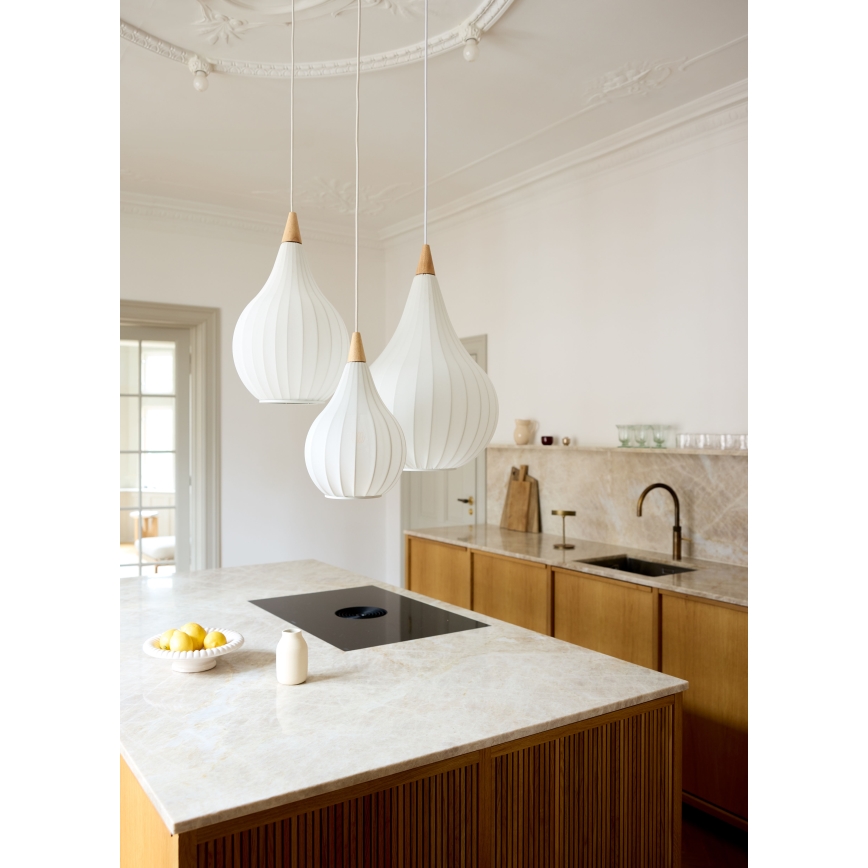 Halo Design 746262 - Hängeleuchte an Kabel DROPS 1xE27/40W/230V Ø 30 cm weiß/Eiche