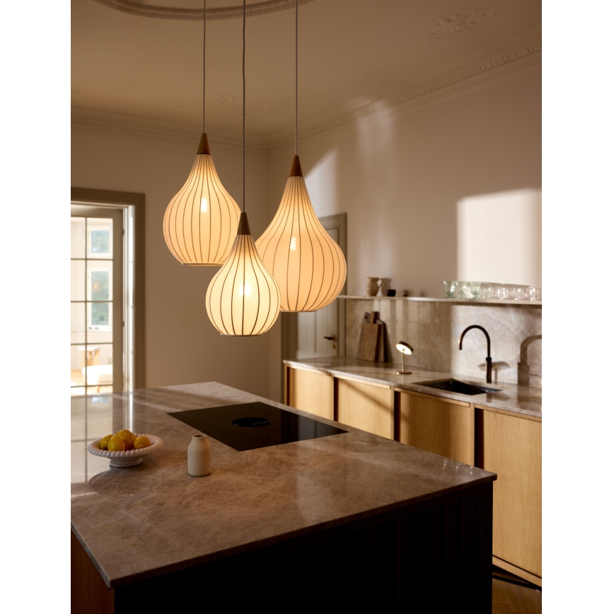 Halo Design 746262 - Lampada a sospensione con cavo DROPS 1xE27/40W/230V Ø 30 cm bianco/rovere