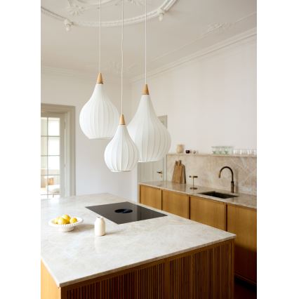 Halo Design 746262 - Lampada a sospensione con cavo DROPS 1xE27/40W/230V Ø 30 cm bianco/rovere