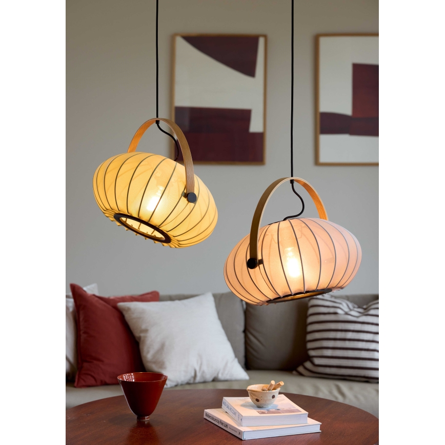 Halo Design 746361 - Pendelleuchte DC an Kabel, 1x E27/40W/230V, Ø 40 cm, grün/Eiche