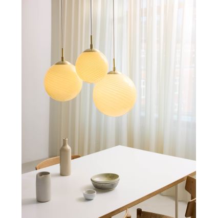 Halo Design 748365 - Suspension sur câble CANDY 1xE27/25W/230V Ø 20 cm beige/laiton