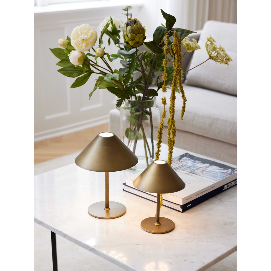 Halo Design 800841 - Lampe de table extérieure rechargeable HYGGE à LED dimmable, 3 W, 4 000 mAh, IP54, laiton