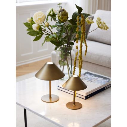 Halo Design 800841 - HYGGE LED-dimmbare, wiederaufladbare Außen-Tischleuchte LED/3W/4000 mAh IP54 Messing