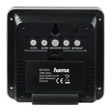 Hama – Wetterstation mit LCD-Display und Wecker 2xAA schwarz/grau