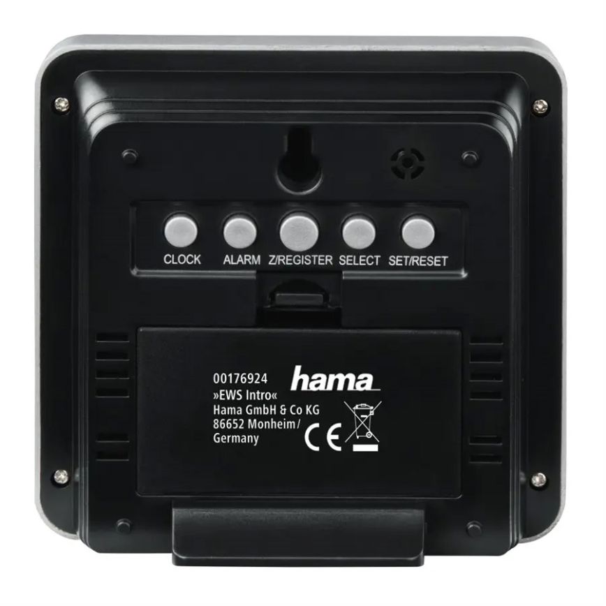Hama – Wetterstation mit LCD-Display und Wecker 2xAA schwarz/grau
