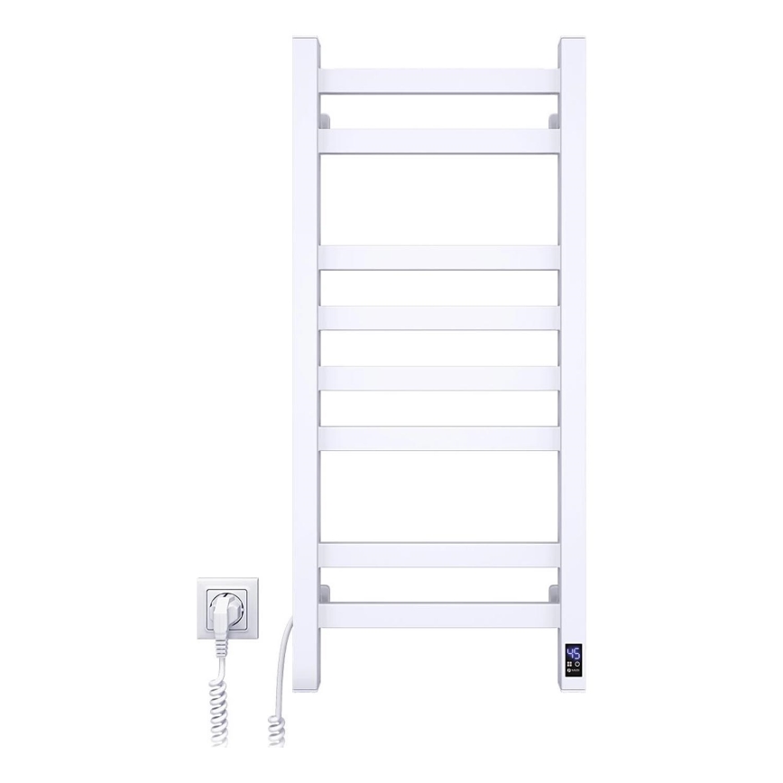 Handtuchheizkörper AVANGARD mit Thermostat 251W/230V, 80,6 cm, IP44, weiß, links, eckig
