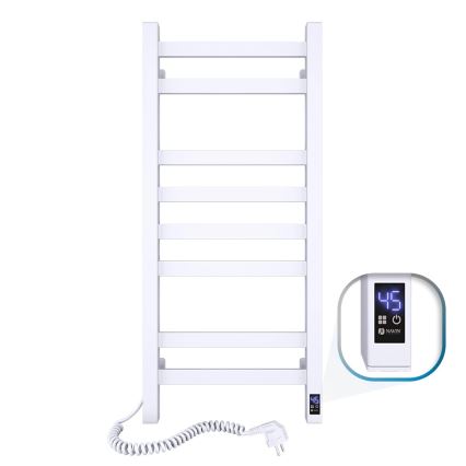 Handtuchheizkörper AVANGARD mit Thermostat 251W/230V, 80,6 cm, IP44, weiß, links, eckig