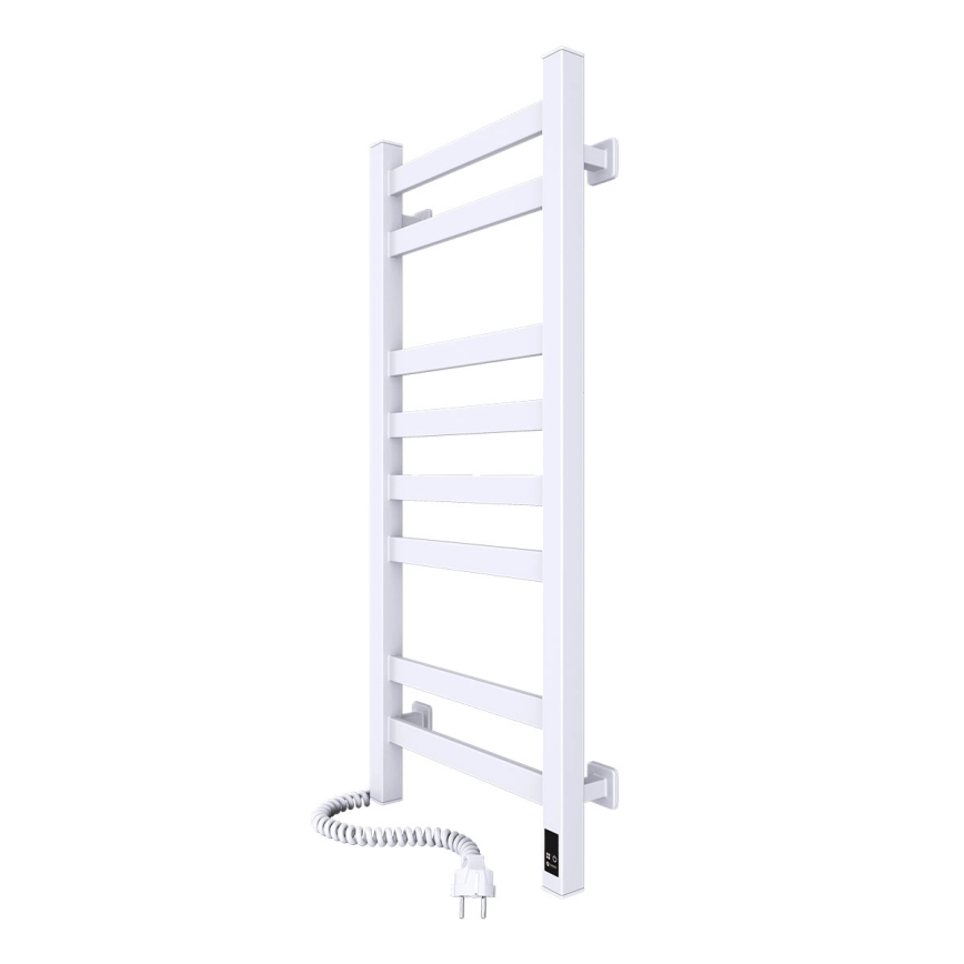 Handtuchheizkörper AVANGARD mit Thermostat 251W/230V, 80,6 cm, IP44, weiß, links, eckig