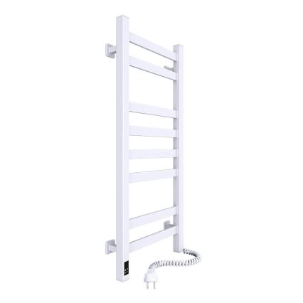 Bad-Handtuchheizkörper mit Thermostat AVANGARD 251W/230V 80,6 cm IP44 weiß rechts eckig