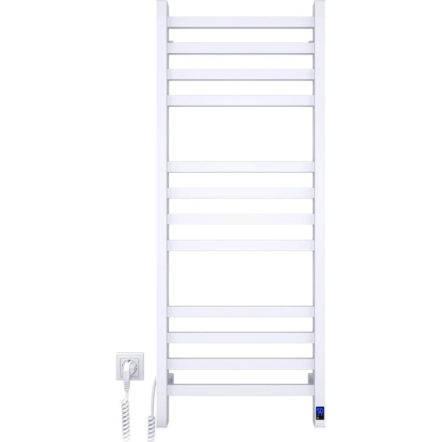 Handtuchheizkörper für Badezimmer mit Thermostat AVANGARD 459W/230V 120,6 cm IP44, weiß, links, eckig