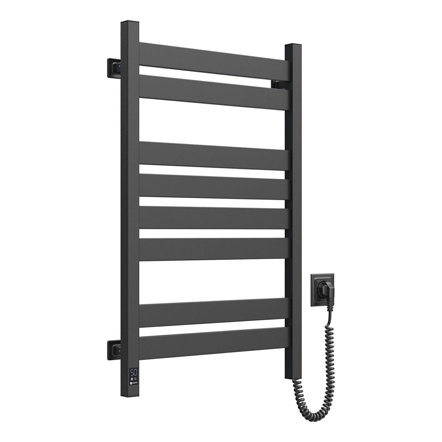Handtuchheizkörper LARGO mit Thermostat, 432 W/230 V, 80,6 cm, IP44, schwarz, rechts, eckig