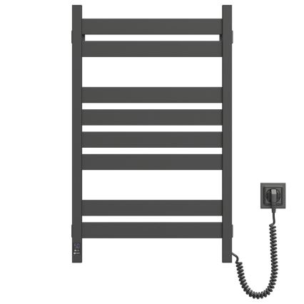 Handtuchheizkörper LARGO mit Thermostat, 432 W/230 V, 80,6 cm, IP44, schwarz, rechts, eckig