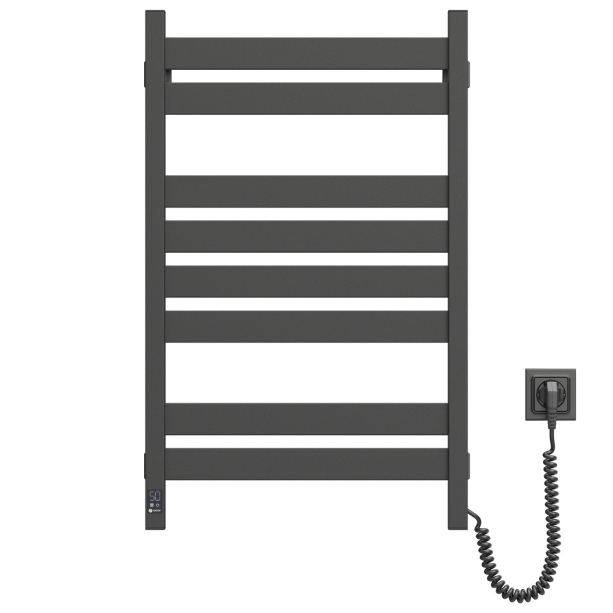 Handtuchheizkörper LARGO mit Thermostat, 432 W/230 V, 80,6 cm, IP44, schwarz, rechts, eckig