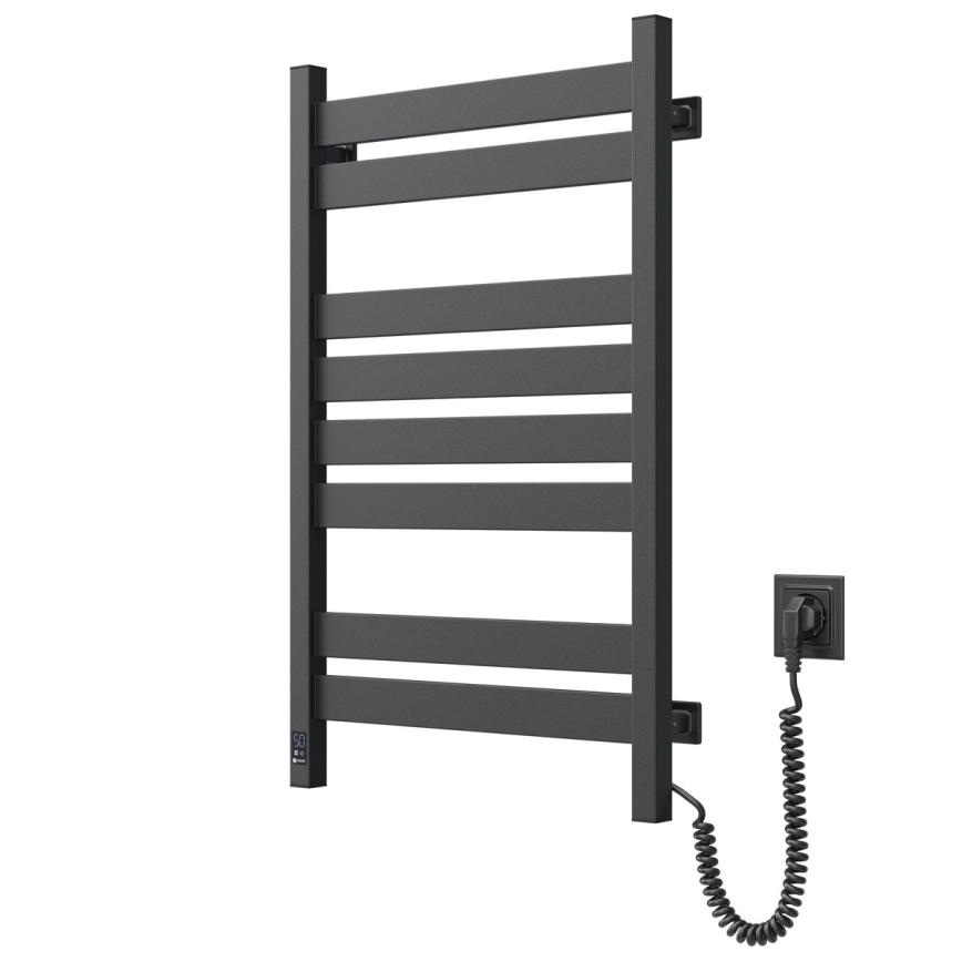 Handtuchheizkörper LARGO mit Thermostat, 432 W/230 V, 80,6 cm, IP44, schwarz, rechts, eckig