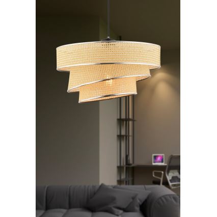 Hängelampe COUPER 1xE27/60W/230V Beige/Glänzendes Chrom