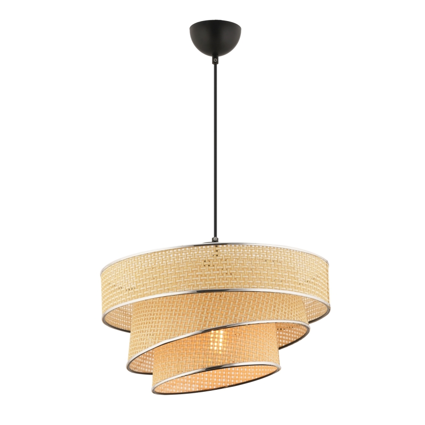 Hängelampe COUPER 1xE27/60W/230V Beige/Glänzendes Chrom