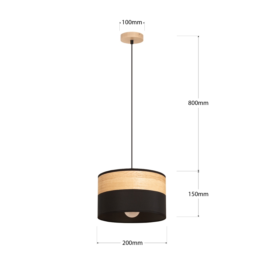Hängeleuchte ALBA 1xE27/15W/230V Ø 20 cm schwarz/braun