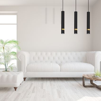 Hängeleuchte an Drahtseil JOKER 3xGU10/25W/230V schwarz/gold