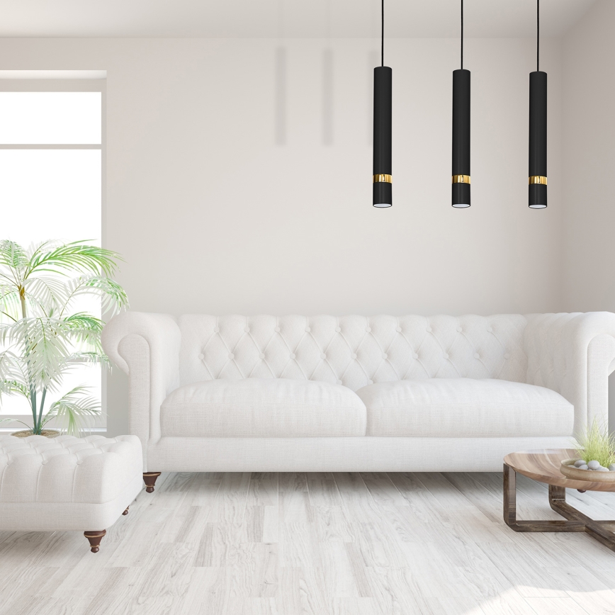 Hängeleuchte an Drahtseil JOKER 3xGU10/25W/230V schwarz/gold