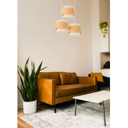 Hängeleuchte an Kabel BOHO 3xE27/60W/230V Jute/Creme