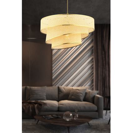 Hängeleuchte an Kabel COUPER 1xE27/60W/230V beige/gold