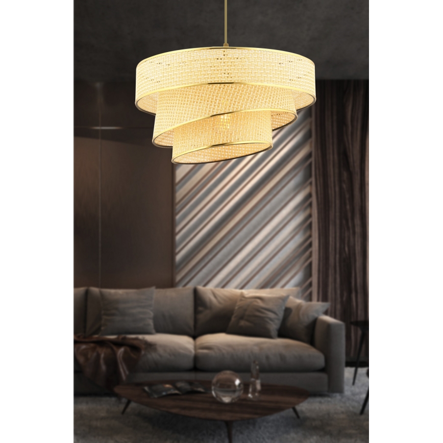 Hängeleuchte an Kabel COUPER 1xE27/60W/230V beige/gold