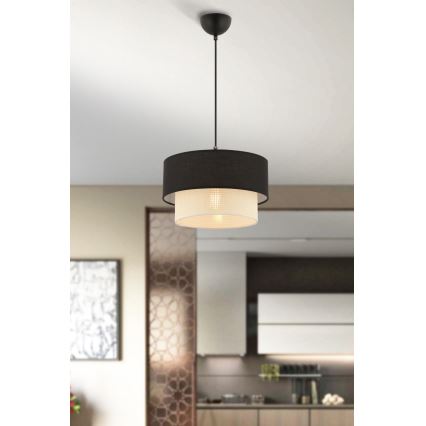 Hängeleuchte an Kabel ECHO 1xE27/60W/230V schwarz/creme