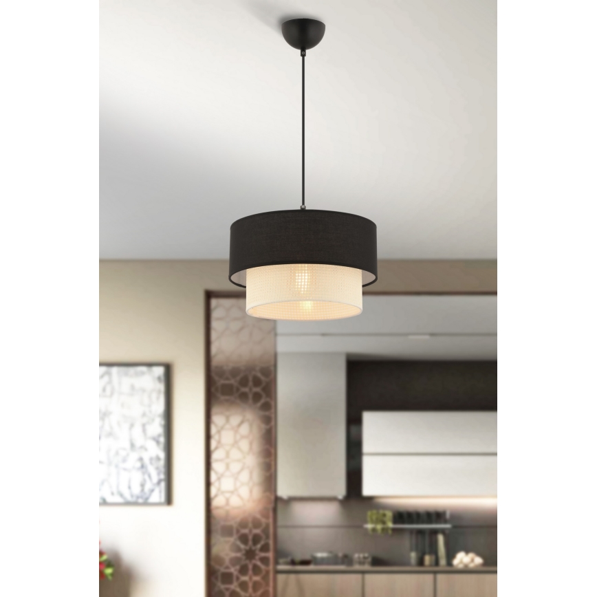 Hängeleuchte an Kabel ECHO 1xE27/60W/230V schwarz/creme